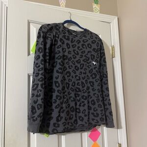 Pink Vs Gray Leopard Print Long Sleeve Top
